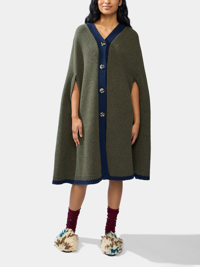 Isa Arfen - Lambswool and Cashmere Colour-Block Cape | One Size -  - ABASK