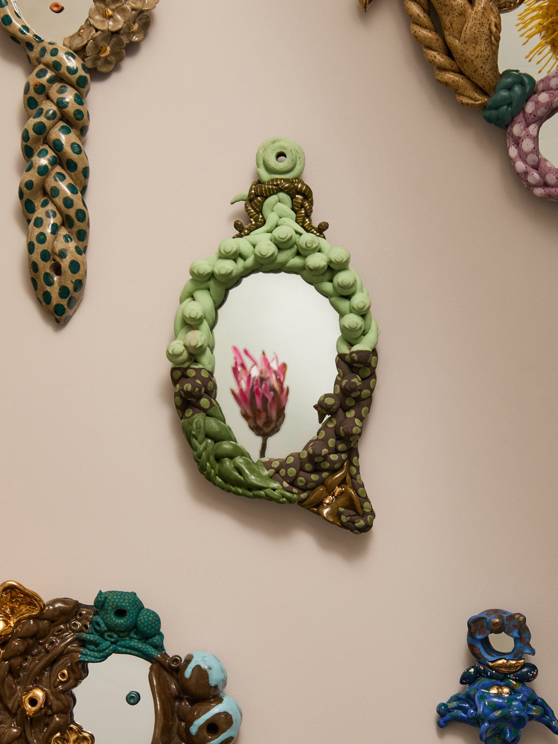 Darcy Miro - Priya Ceramic, Resin and Brass Hand Mirror -  - ABASK