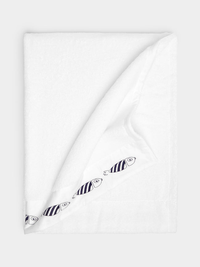 Loretta Caponi - Striped Fish Hand-Embroidered Cotton Towel Collection -  - ABASK - 