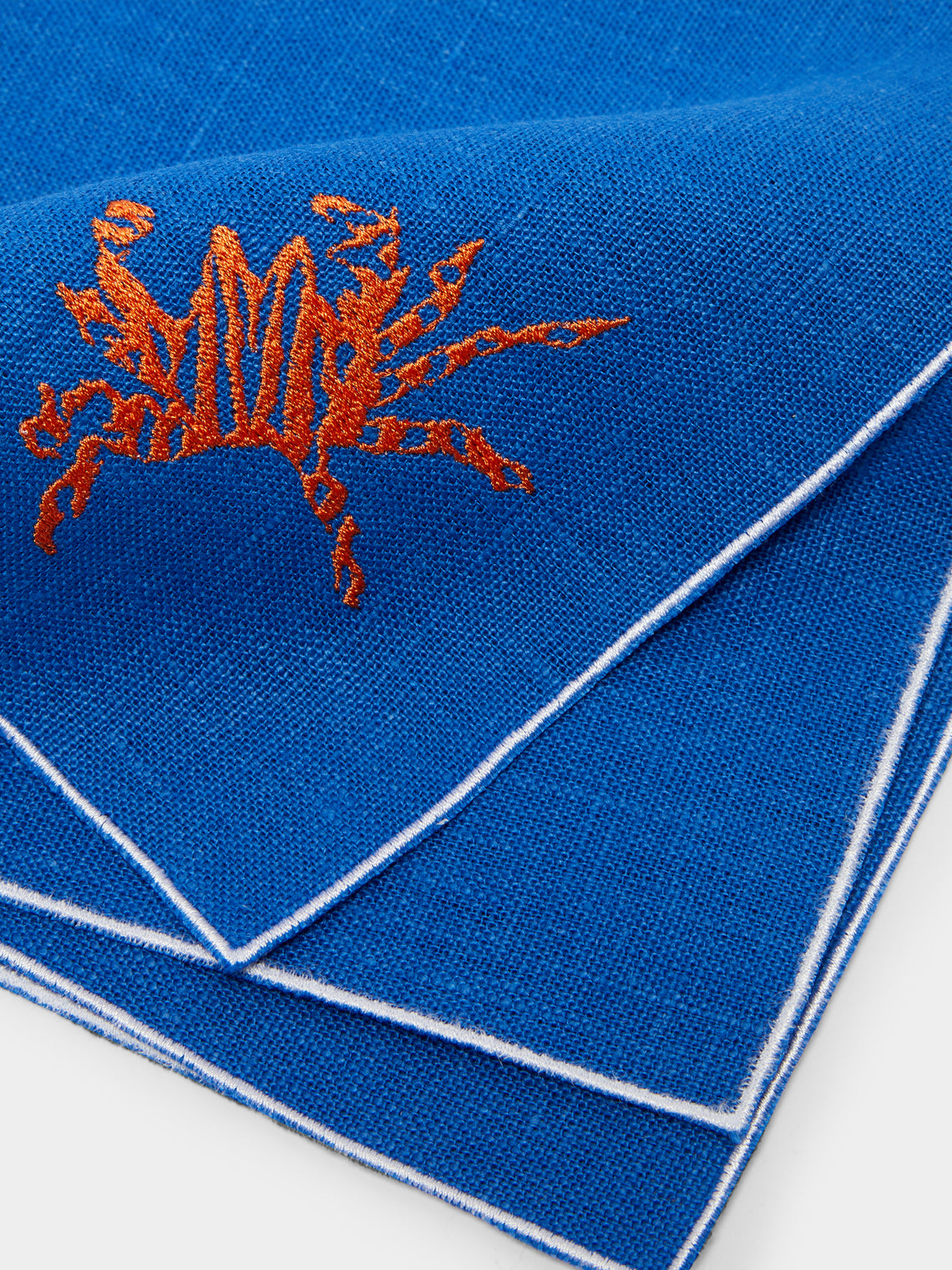 La Gallina Matta - Crabs Embroidered Linen Napkins (Set of 4) -  - ABASK