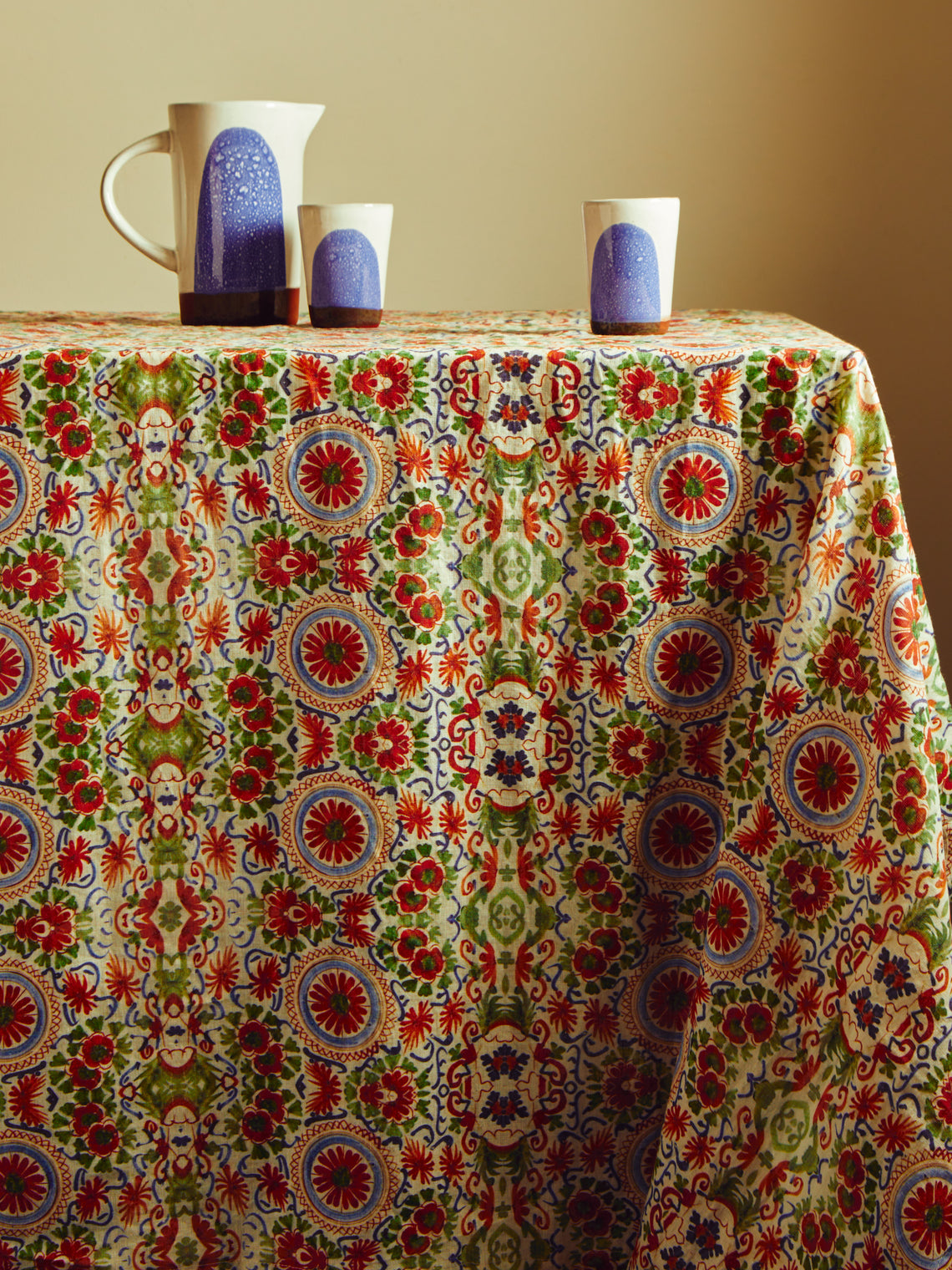 Zsuzsanna Nyul - Floral Linen Rectangular Tablecloth -  - ABASK