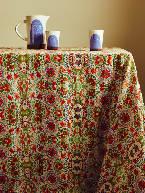 Zsuzsanna Nyul - Floral Linen Rectangular Tablecloth -  - ABASK