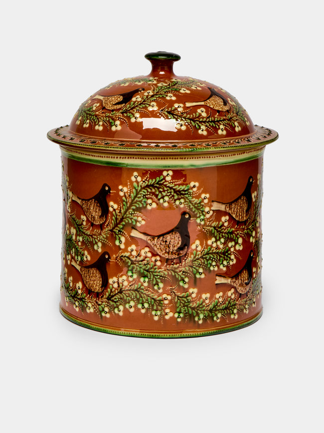 Poterie d’Évires - Birds Hand-Painted Ceramic Extra Large Lidded Pot -  - ABASK - 