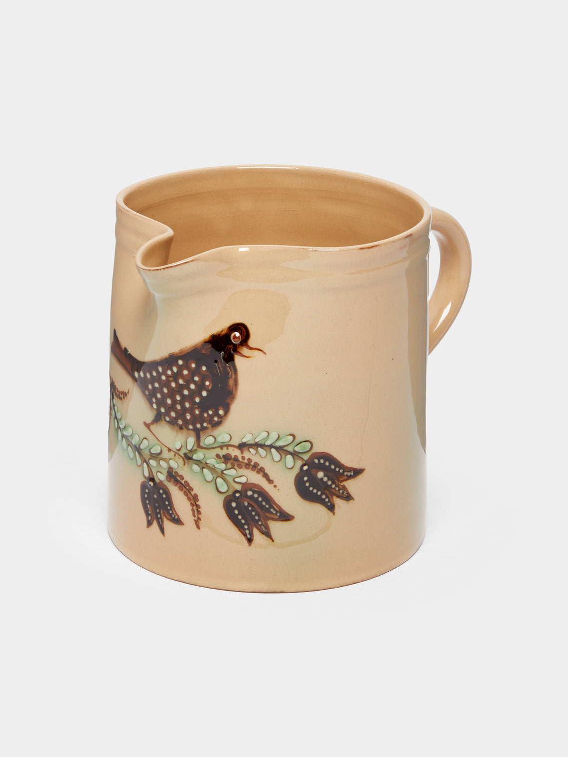 Poterie d’Évires - Birds Hand-Painted Ceramic Straight-Edge Jug -  - ABASK - 