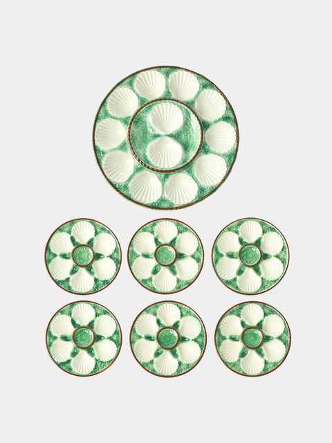 Antique and Vintage - 1950s Ceramic Oyster Serving Platter with Plates (Set of 7) -  - ABASK - 