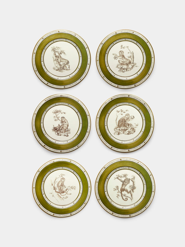 Laboratorio Paravicini - Monkeys Ceramic Dinner Plates (Set of 6) -  - ABASK