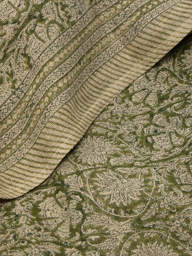Chamois - Paradise Block-Printed Linen Large Rectangular Tablecloth -  - ABASK