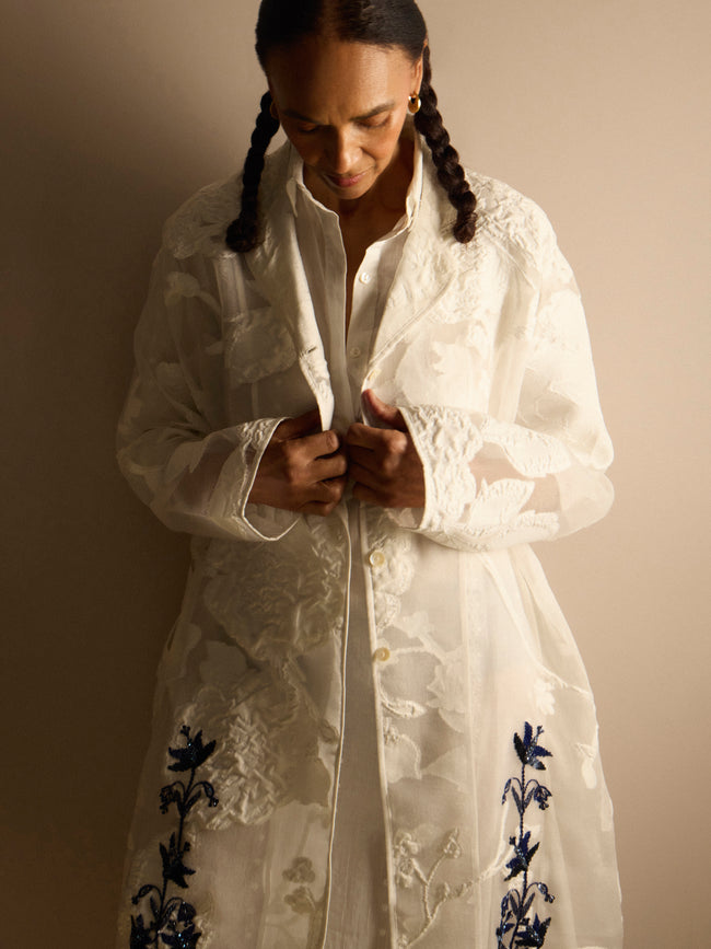 Nazzy Beglari - Organza Embroidered Silk Robe -  - ABASK