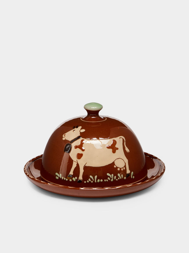 Poterie d’Évires - Cows Hand-Painted Ceramic Large Butter Dish -  - ABASK - 