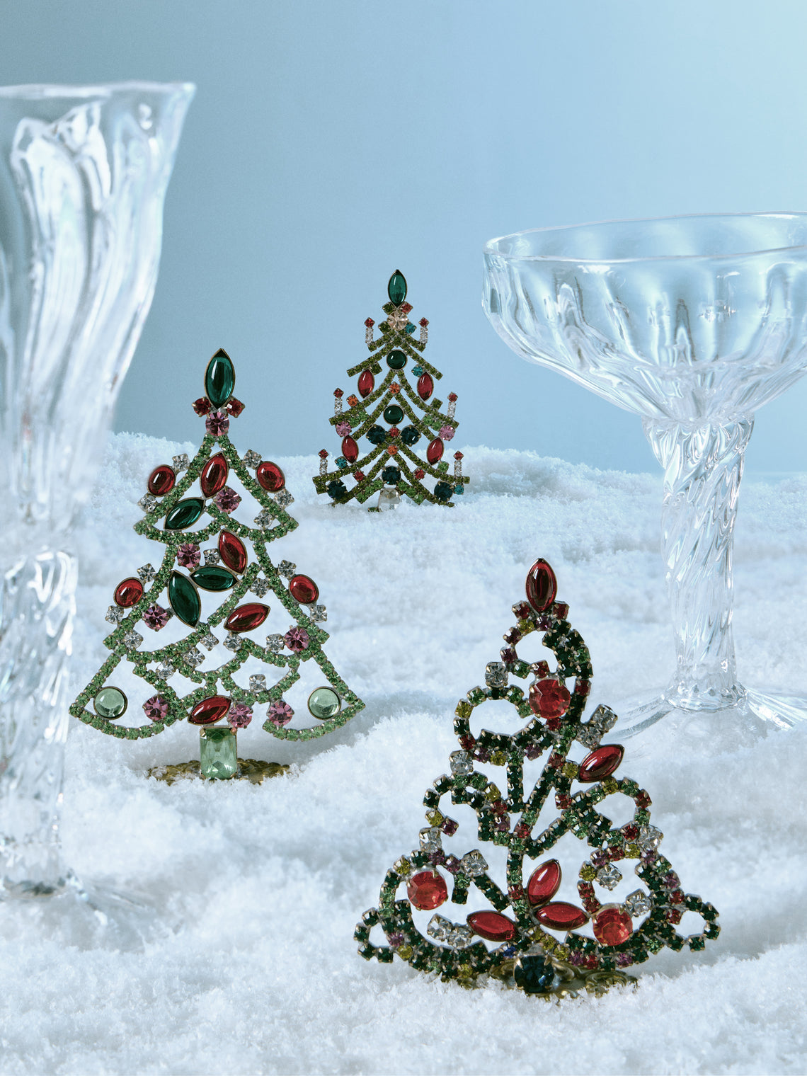 Antique and Vintage - 1930s Czech Jewelled Extra Small Christmas Trees (Set of 3) -  - ABASK