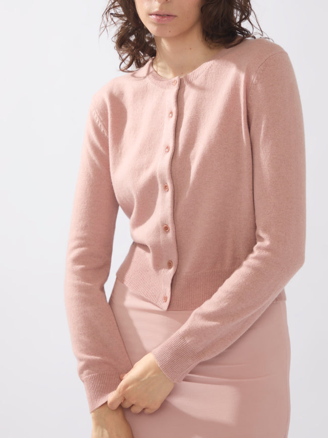 Cashmere Cropped Crew-Neck Cardigan