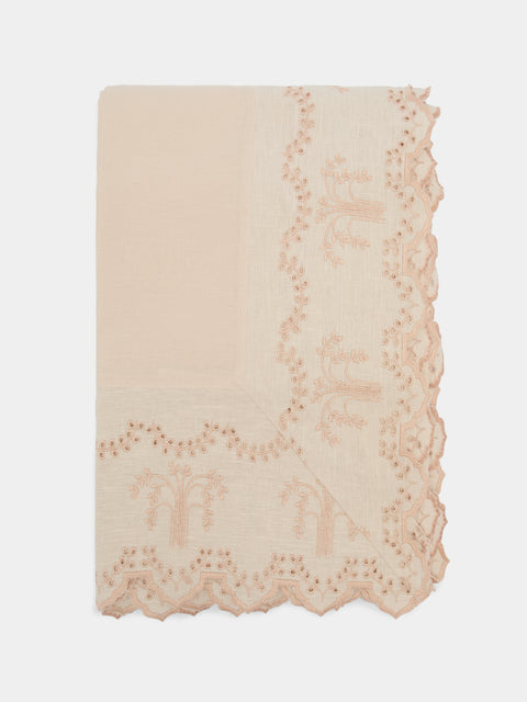 Borgo delle Tovaglie - Eden Embroidered Linen Large Rectangular Tablecloth -  - ABASK - 