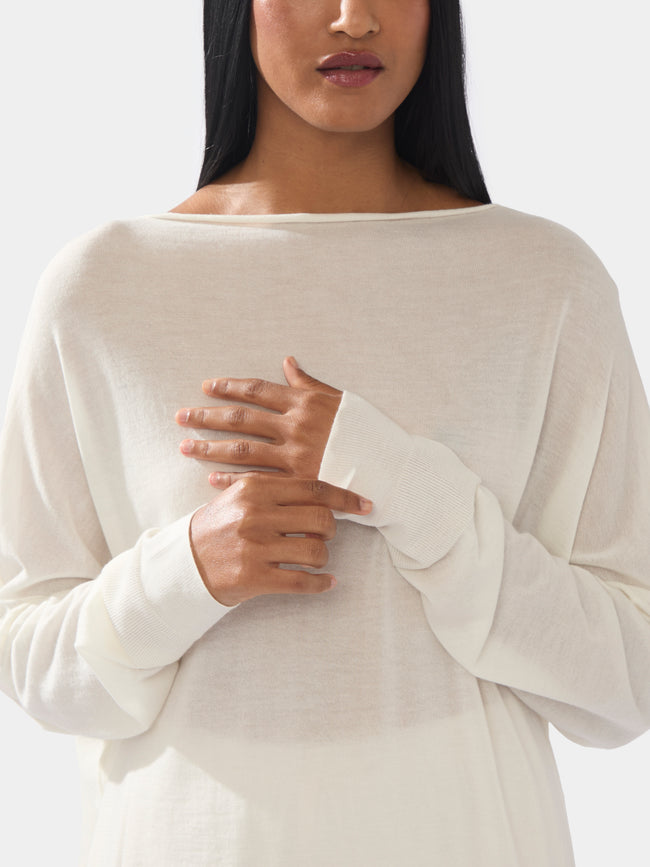 Chunky Cashmere Boat-Neck Sweater | One Size