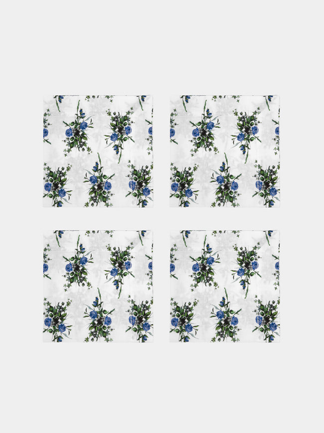 Emilia Wickstead - Linen Floral Napkins (Set of 4) - Light Blue - ABASK