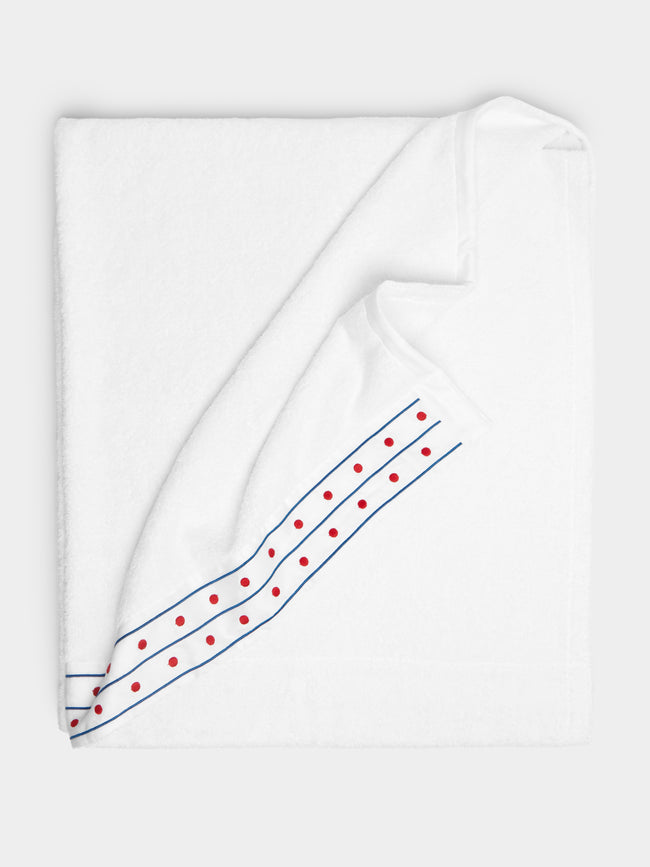 Loretta Caponi - Stripes & Dots Hand-Embroidered Cotton Towel Collection -  - ABASK - 