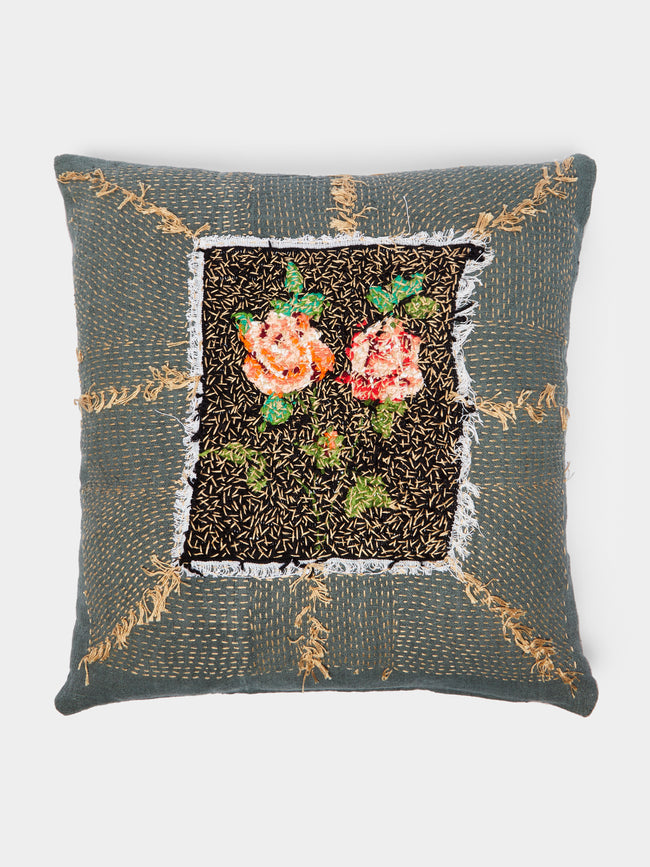 By Walid - 1920s Needlepoint Wool Cushion -  - ABASK - 