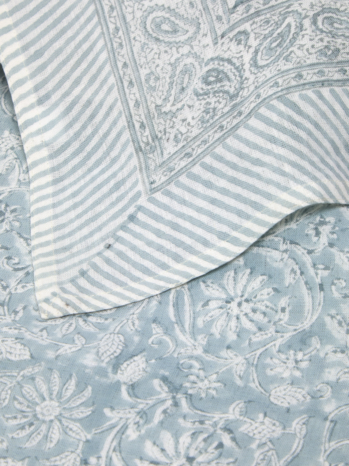 Chamois - Margerita Block-Printed Linen Small Rectangular Tablecloth -  - ABASK