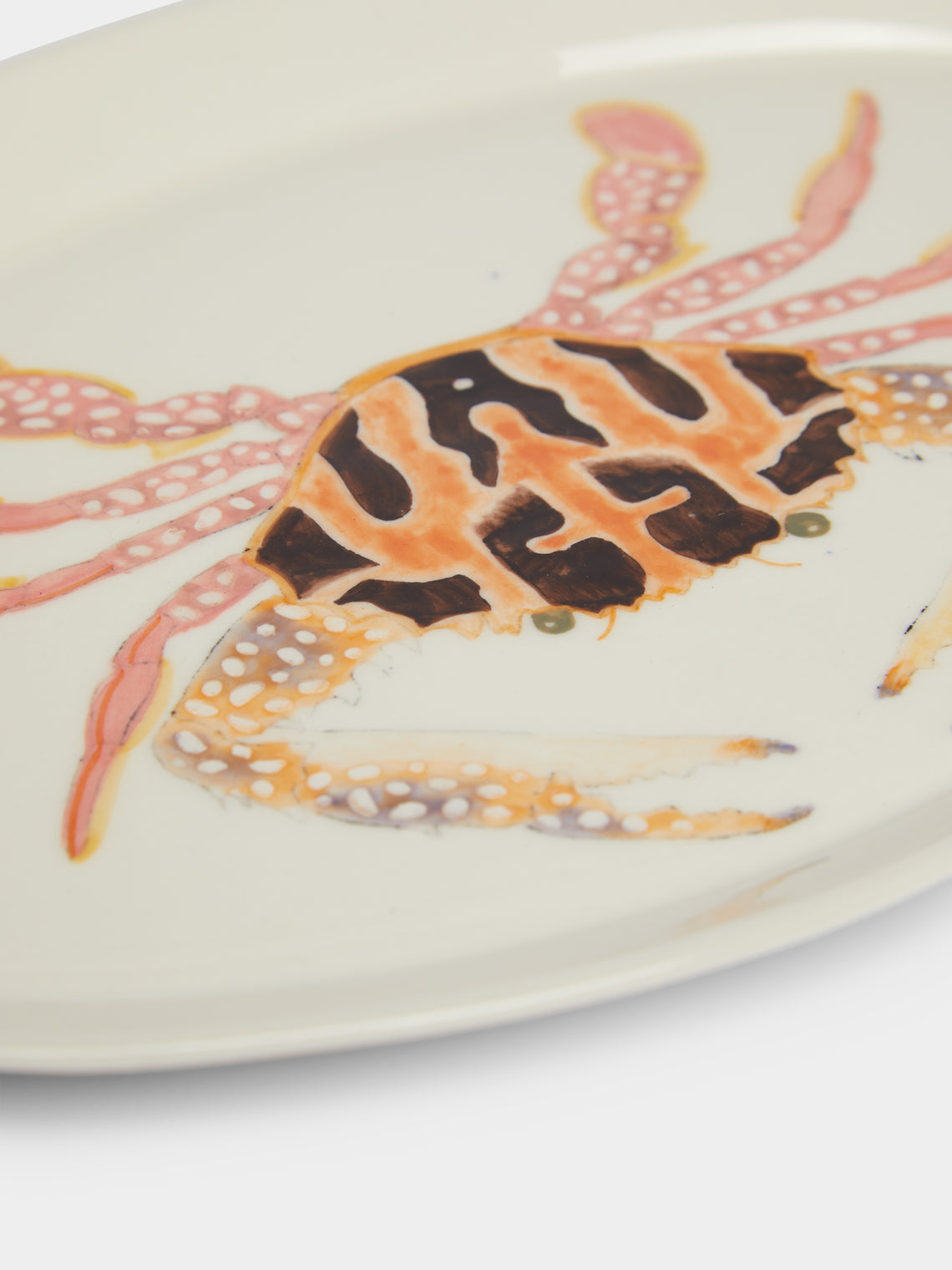 Casa Adams - Coral Swimmer Crab Hand-Painted Porcelain Serving Platter -  - ABASK