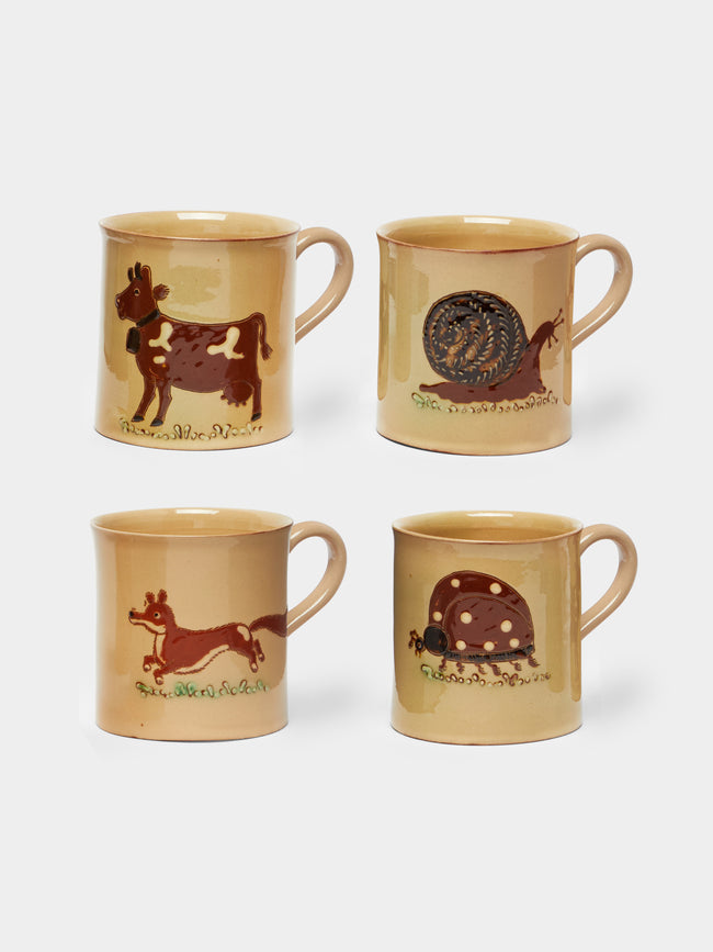 Poterie d’Évires - Animals Hand-Painted Ceramic Mugs (Set of 4) -  - ABASK - 