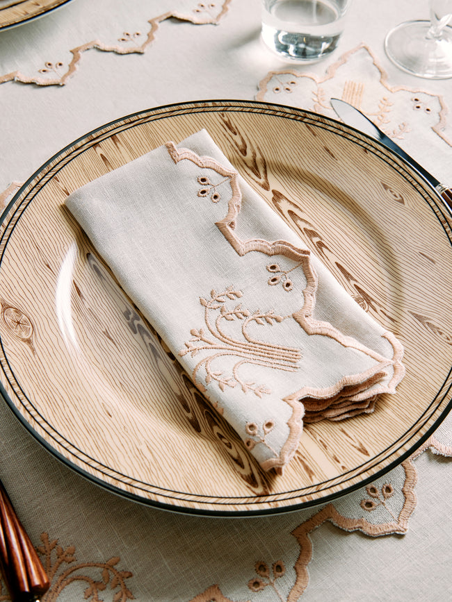 Borgo delle Tovaglie - Eden Embroidered Linen Napkins (Set of 4) -  - ABASK