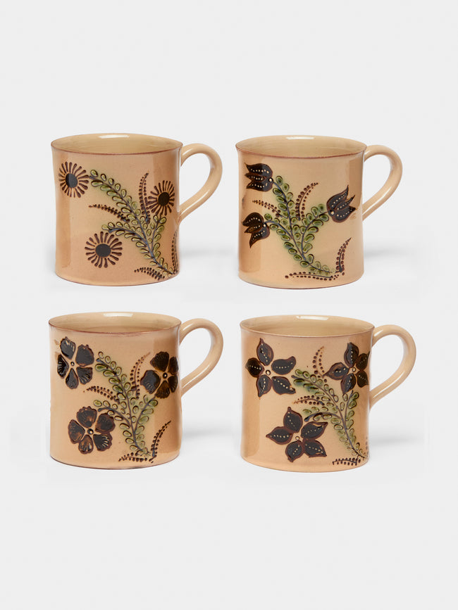 Poterie d’Évires - Flowers Hand-Painted Ceramic Mugs (Set of 4) -  - ABASK - 