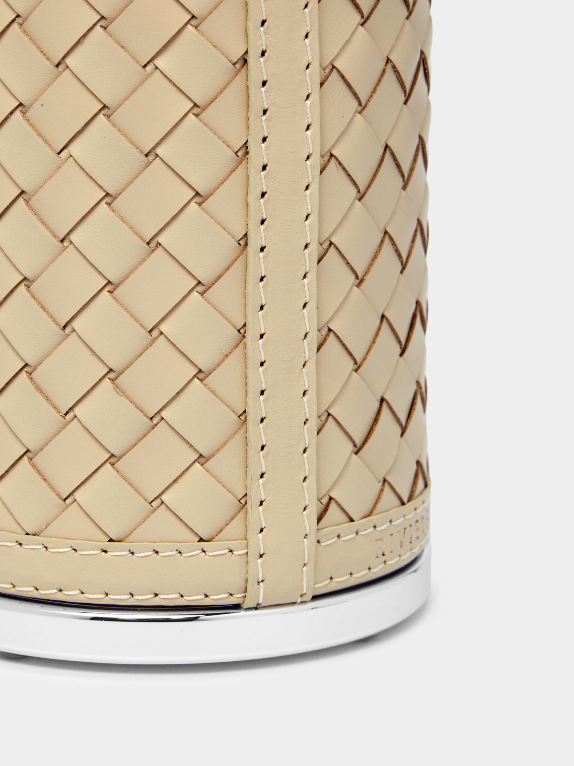 Riviere - Woven Leather Lidded Box - Cream - ABASK