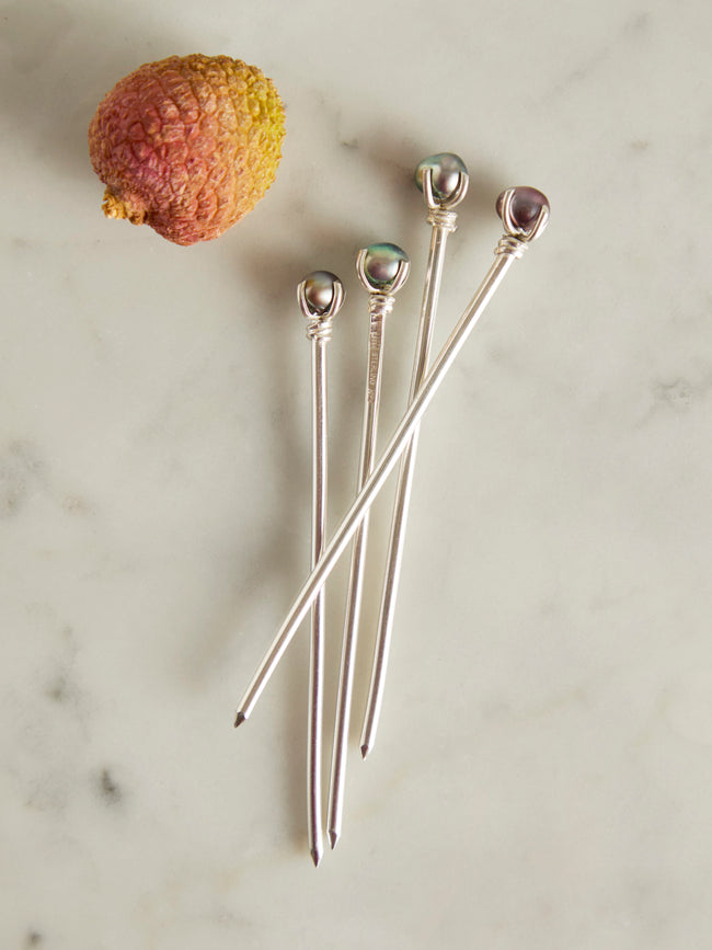 Heath Wagoner - Black Pearl Sterling Silver Cocktail Picks -  - ABASK