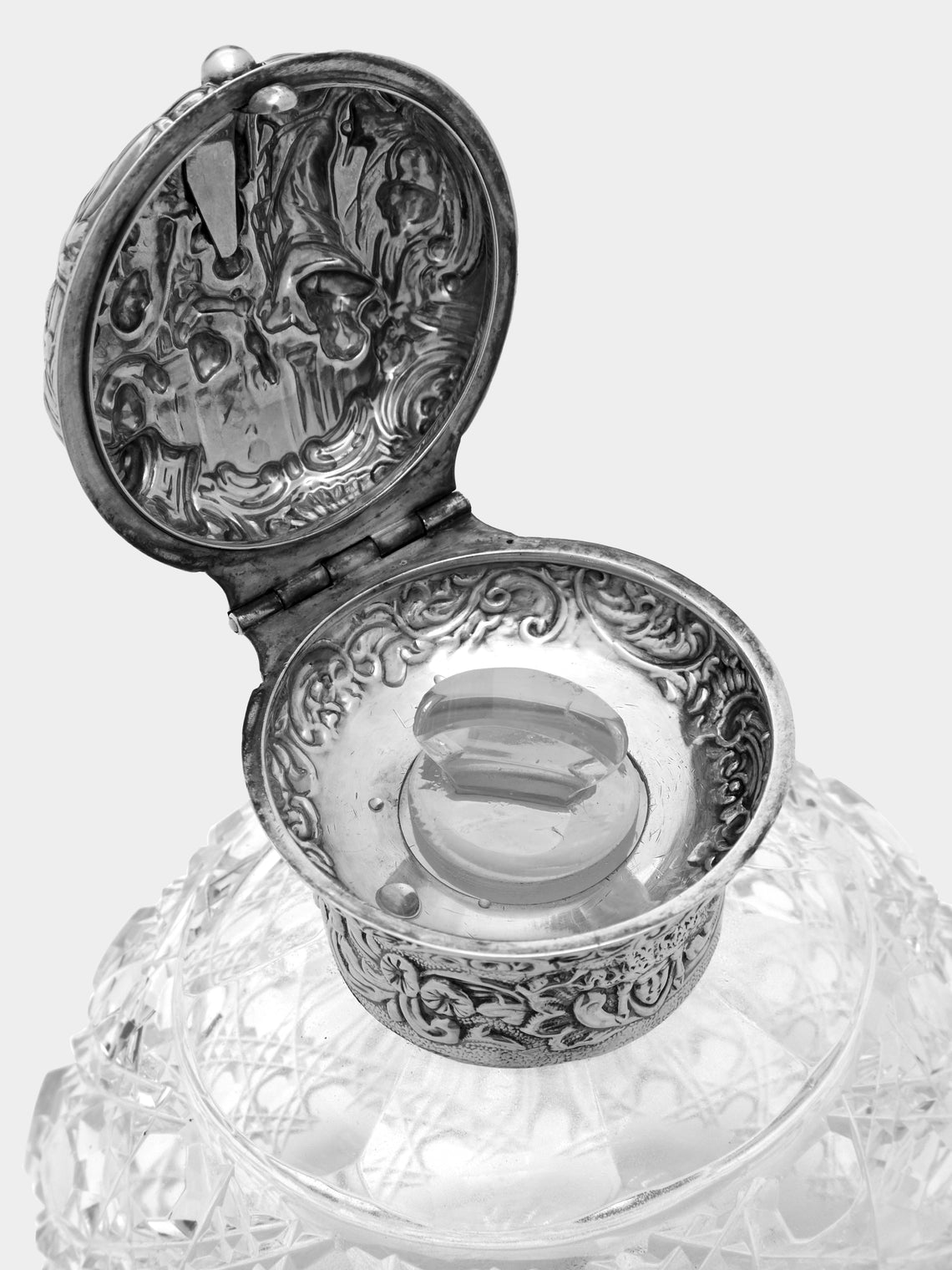 Antique and Vintage - 1900s Glass and Silver Perfume Bottle -  - ABASK