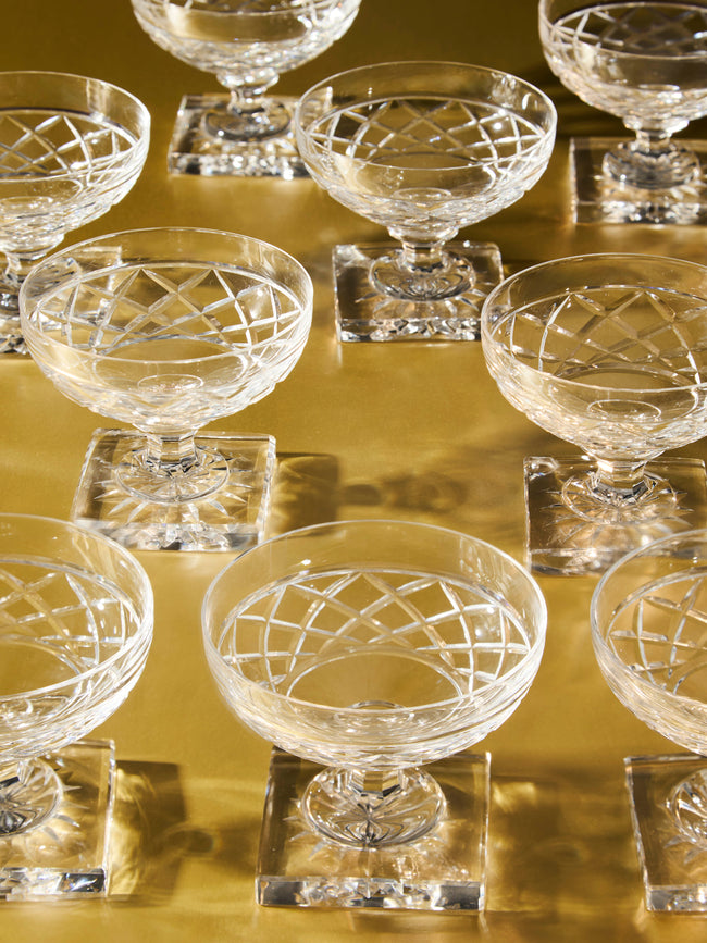 Antique and Vintage - 1930s Val Saint Lambert Crystal Champagne Coupes (Set of 8) -  - ABASK