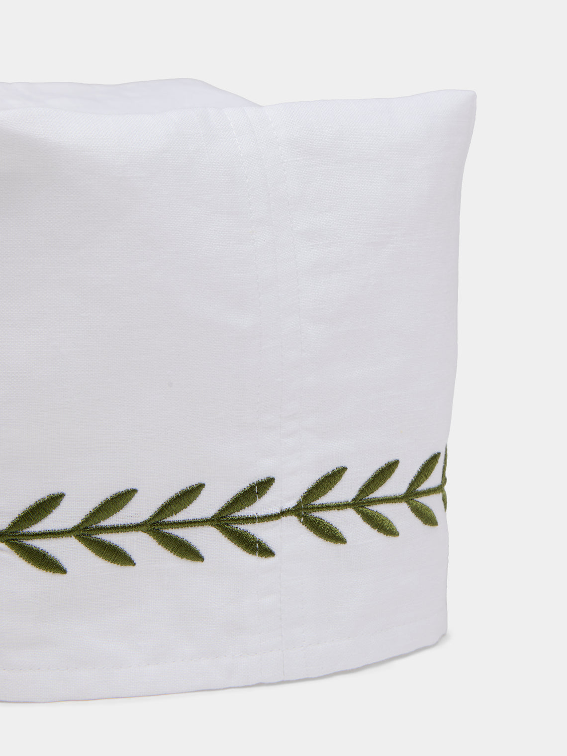 Heirlooms - Laurel Leaf Embroidered Linen Rectangular Tissue Box -  - ABASK