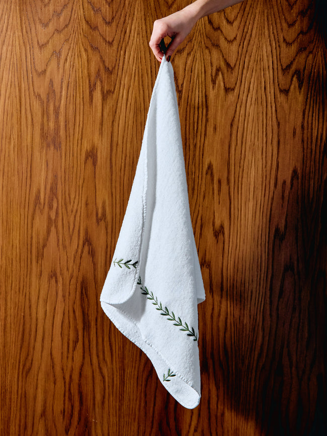 Heirlooms - Laurel Leaf Embroidered Egyptian Cotton Hand Towel -  - ABASK