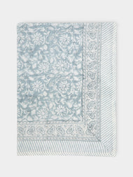 Chamois - Margerita Block-Printed Linen Medium Rectangular Tablecloth -  - ABASK - 