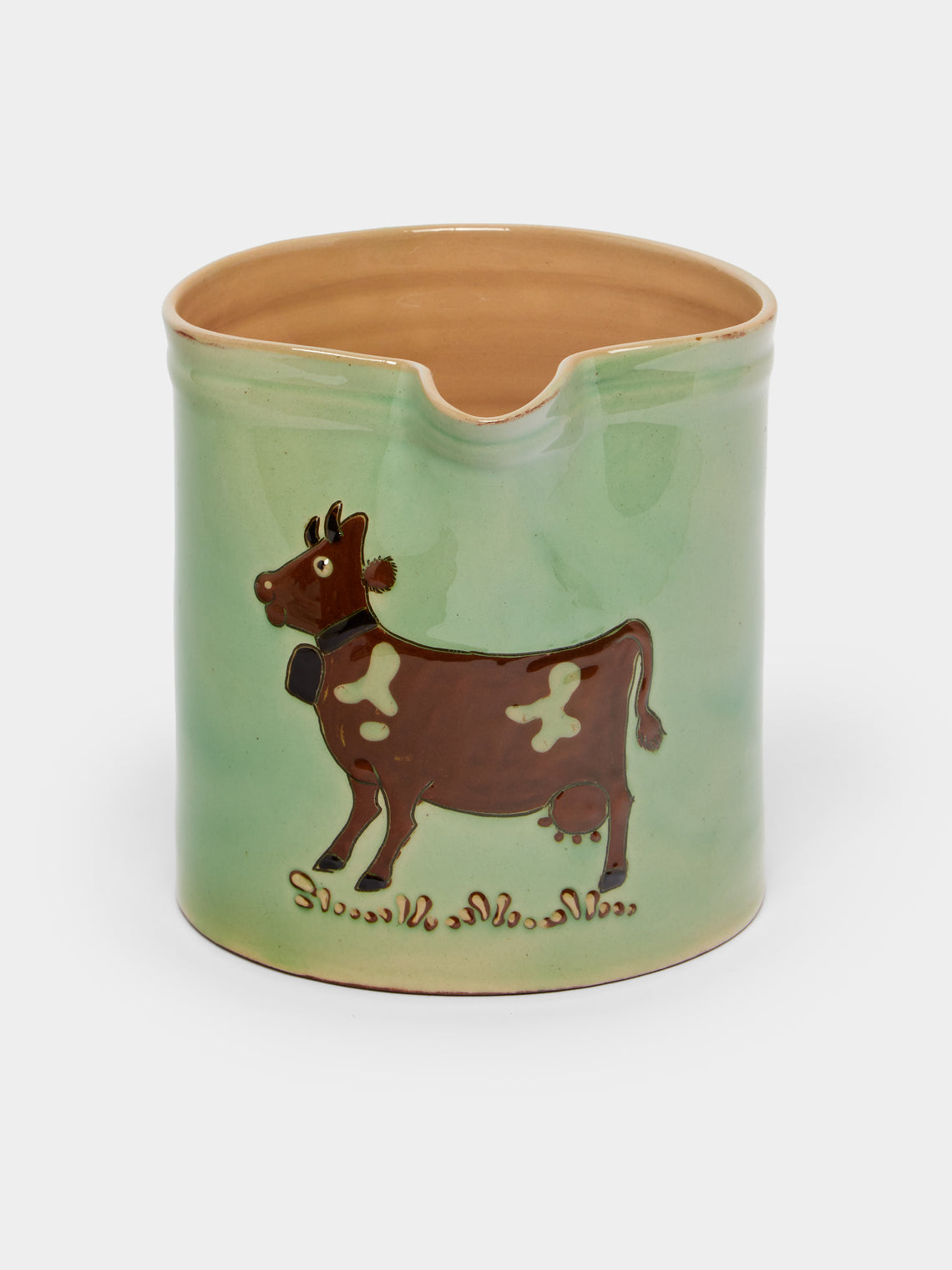 Poterie d’Évires - Cows Hand-Painted Ceramic Straight-Edge Jug -  - ABASK