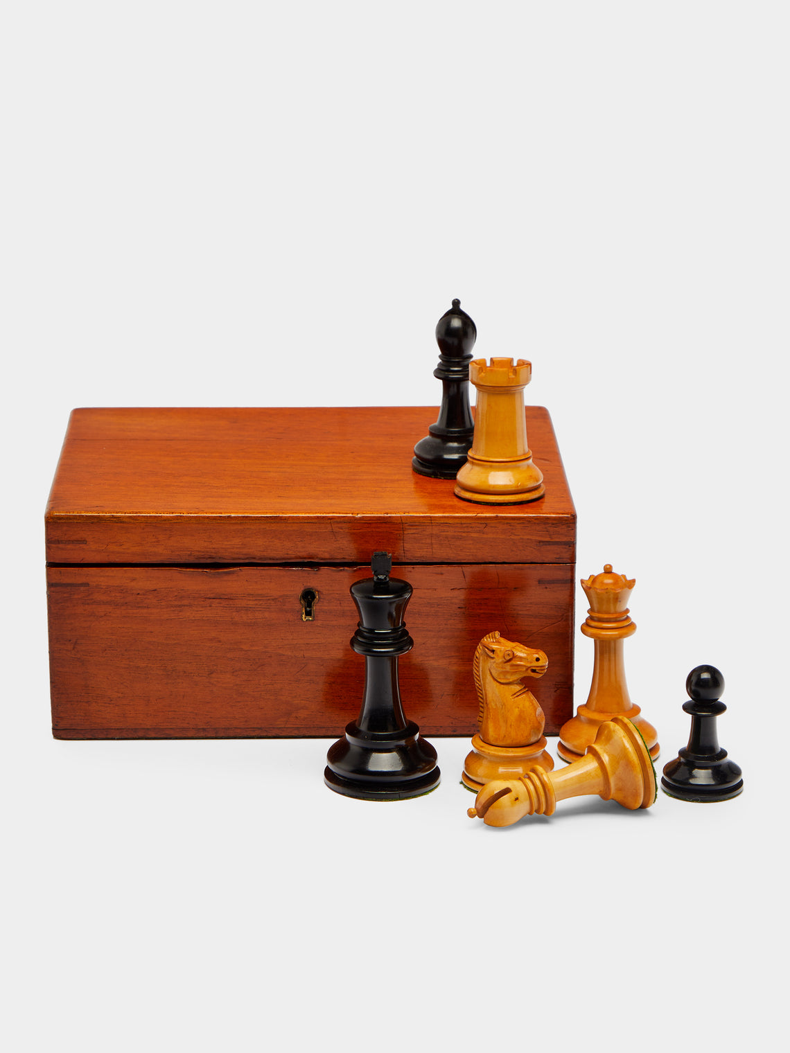 Antique and Vintage - 1910 Staunton Boxwood and Ebony Chess Set -  - ABASK