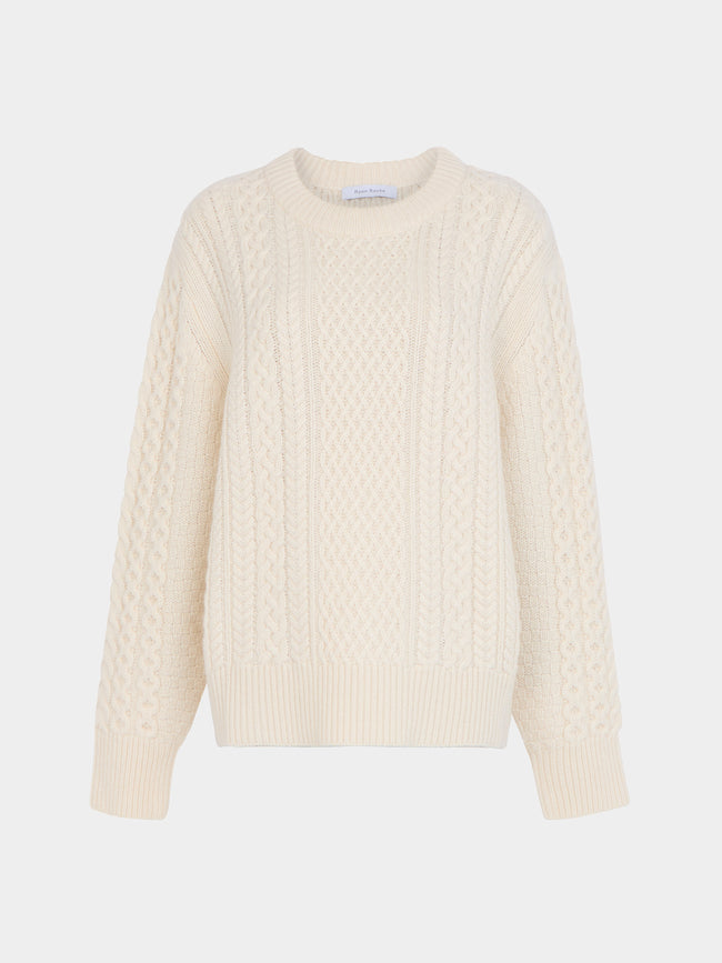 Ryan Roche - Cashmere Cable-Knit Crew-Neck Sweater | Size: M -  - ABASK - 