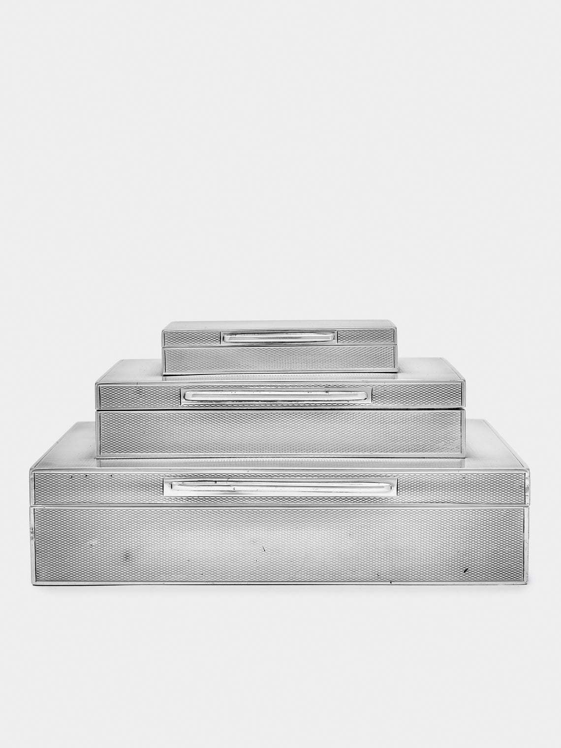 Antique and Vintage - 1950s Three-Tier Sterling Silver Cigar and Cigarette Box -  - ABASK - 