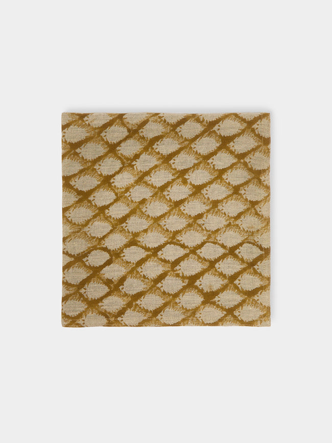 Chamois - Cypress Block-Printed Linen Napkins (Set of 4) -  - ABASK - 