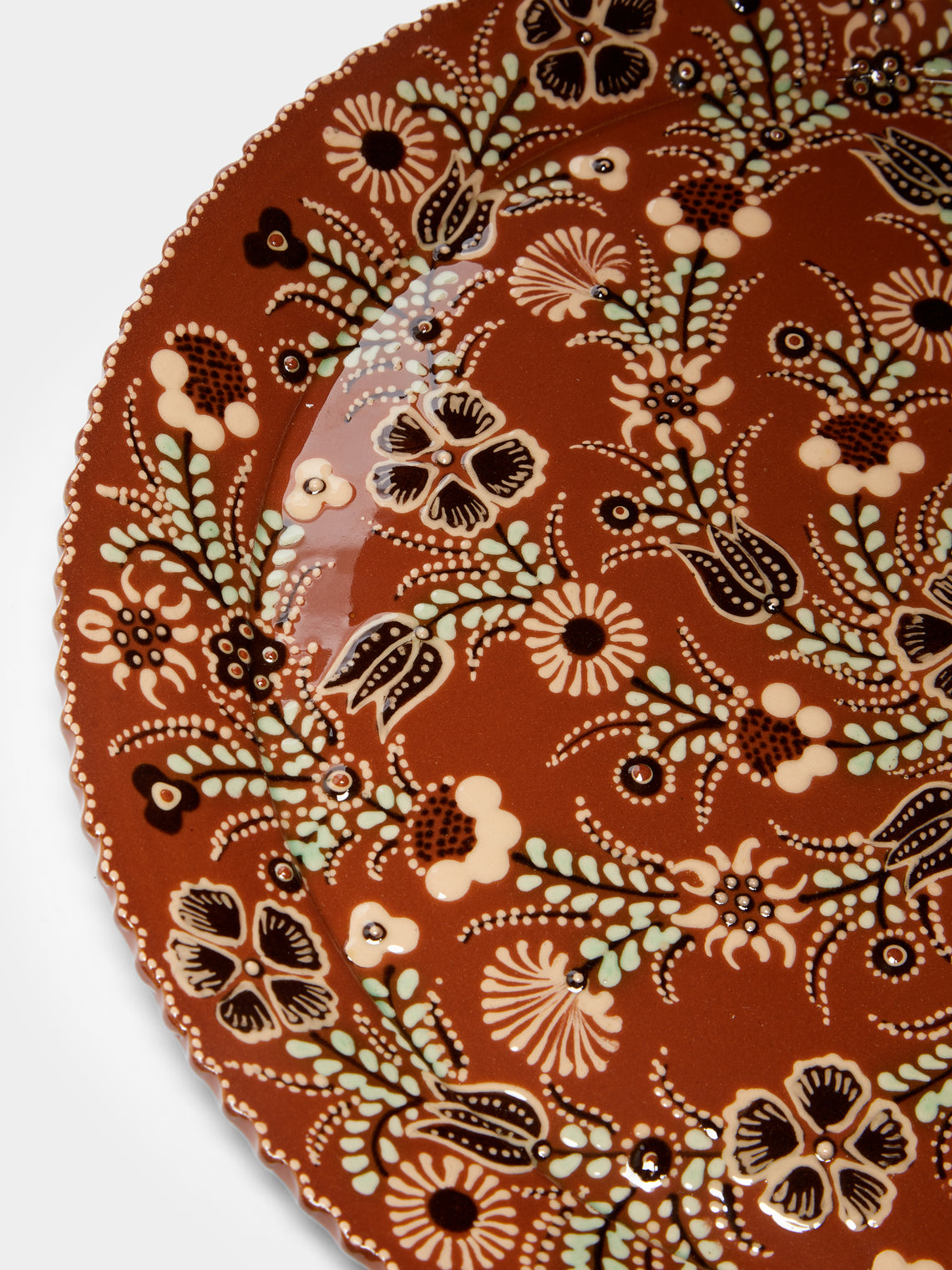 Poterie d’Évires - Flowers Hand-Painted Ceramic Serving Plate -  - ABASK