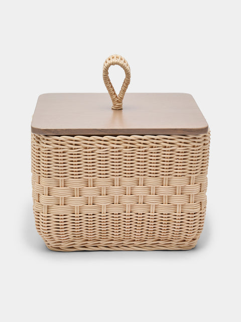 Mila Maurizi - Coralia Handwoven Wicker and Wood Lidded Container -  - ABASK - 