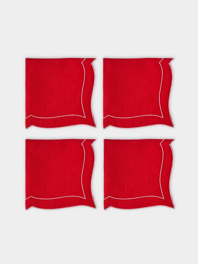 La Gallina Matta - Parentesi Linen Napkins (Set of 4) - Red - ABASK --