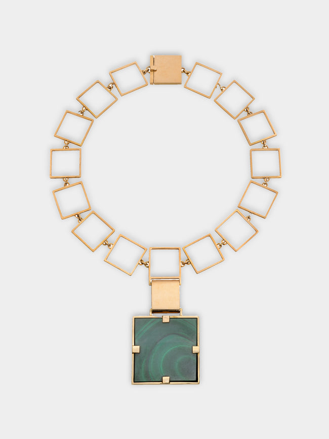 Mahnaz Collection - Vintage Karl Stittgen 18-Karat Gold and Malachite Collar Necklace -  - ABASK - 