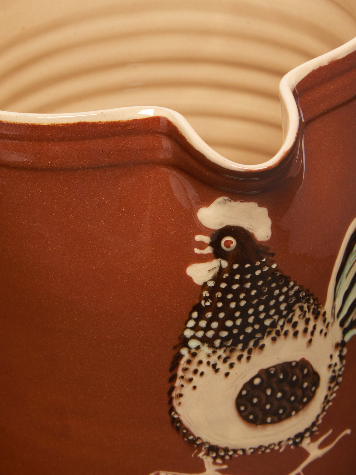 Poterie d’Évires - Chickens Hand-Painted Ceramic Straight-Edge Jug -  - ABASK