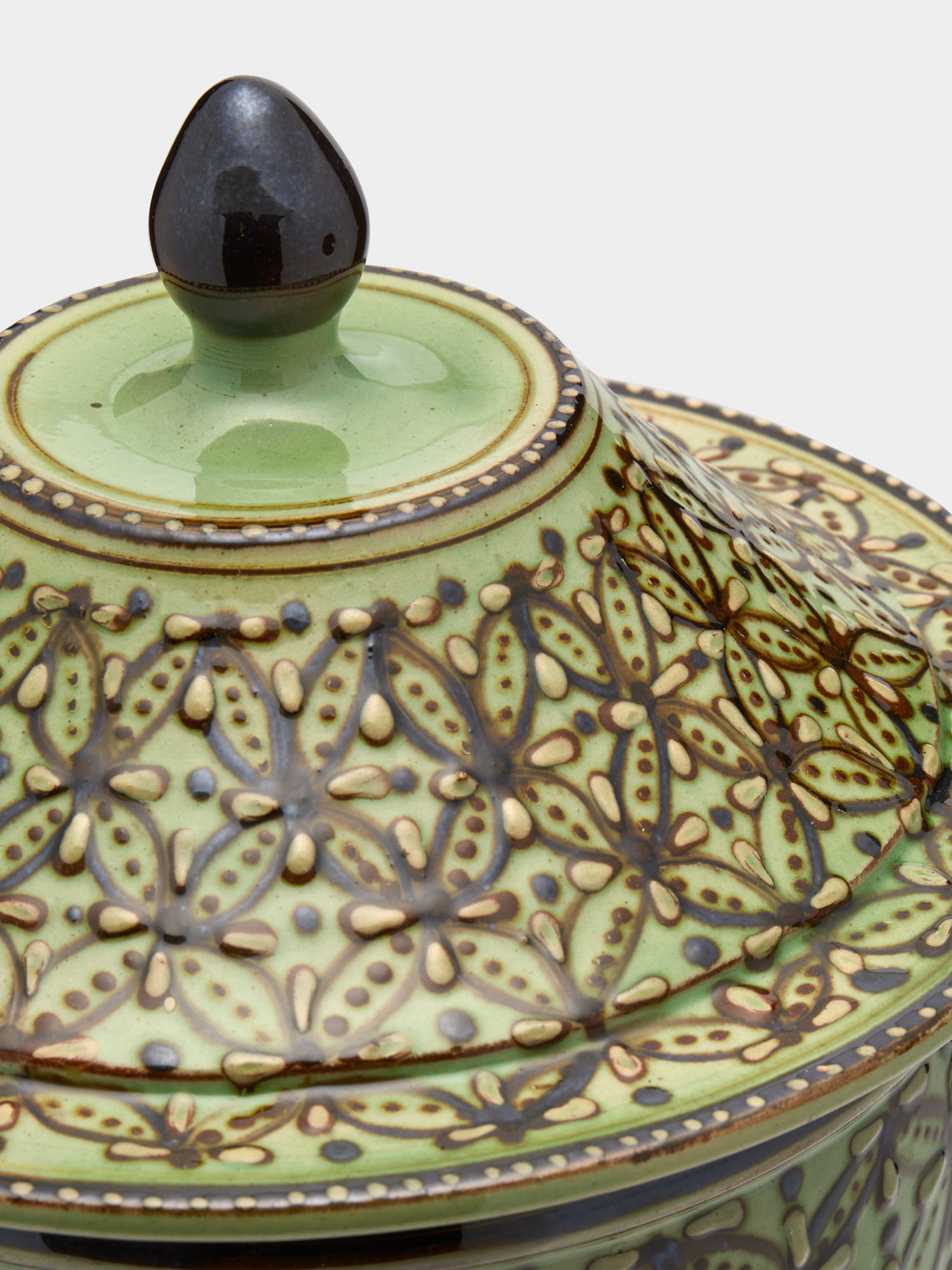 Poterie d’Évires - Geometric Hand-Painted Ceramic Medium Lidded Pot -  - ABASK