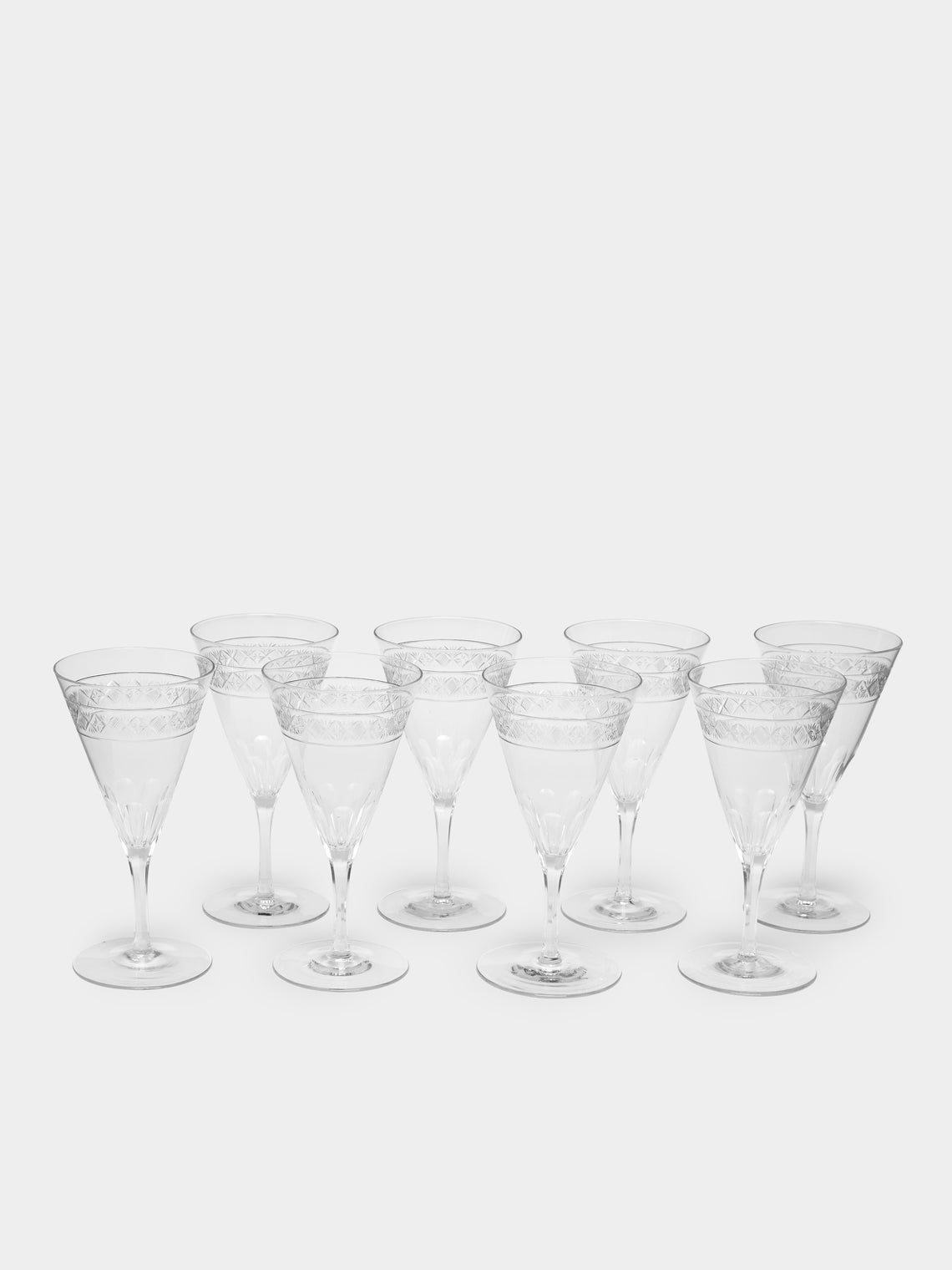 Antique and Vintage - 1900s Edwardian Cut Crystal Red Wine Glasses (Set of 8) -  - ABASK