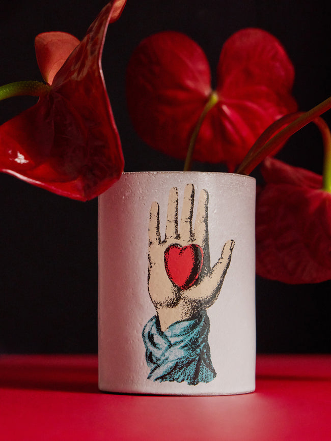 Heart in Hand Hand-Glazed Ceramic Vase