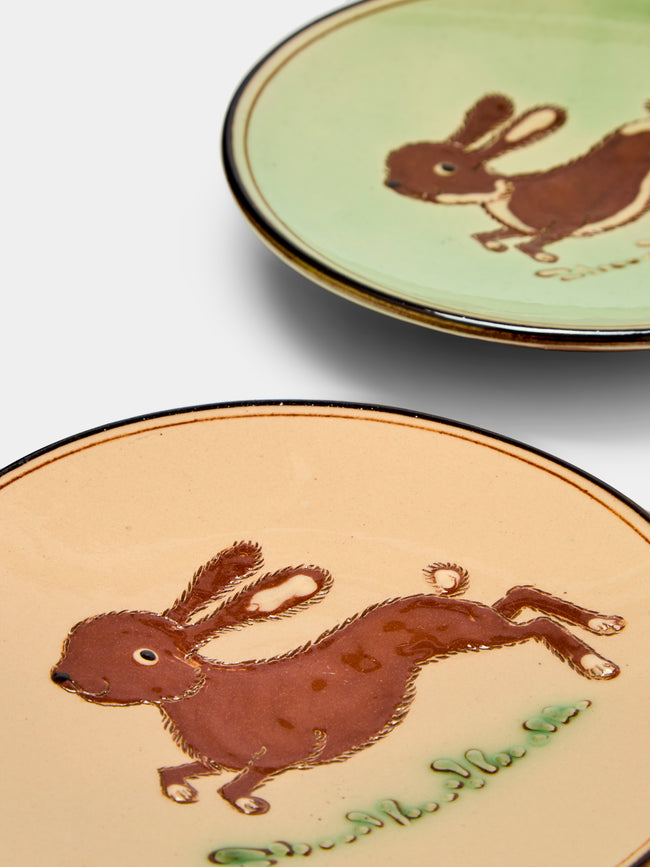 Poterie d’Évires - Rabbits Hand-Painted Ceramic Small Plates (Set of 3) -  - ABASK