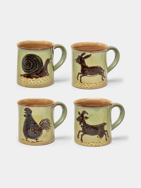 Poterie d’Évires - Animals Hand-Painted Ceramic Mugs (Set of 4) -  - ABASK - 