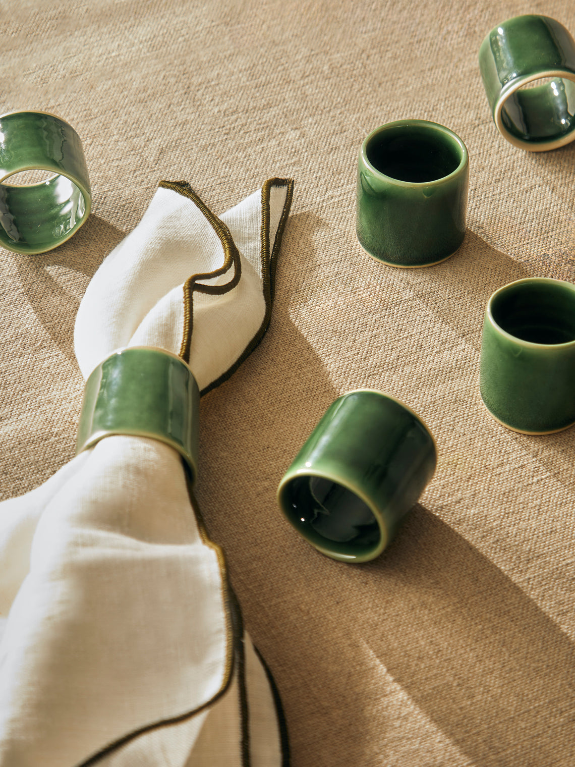 Mervyn Gers Ceramics - Hand-Glazed Ceramic Napkin Rings (Set of 6) -  - ABASK