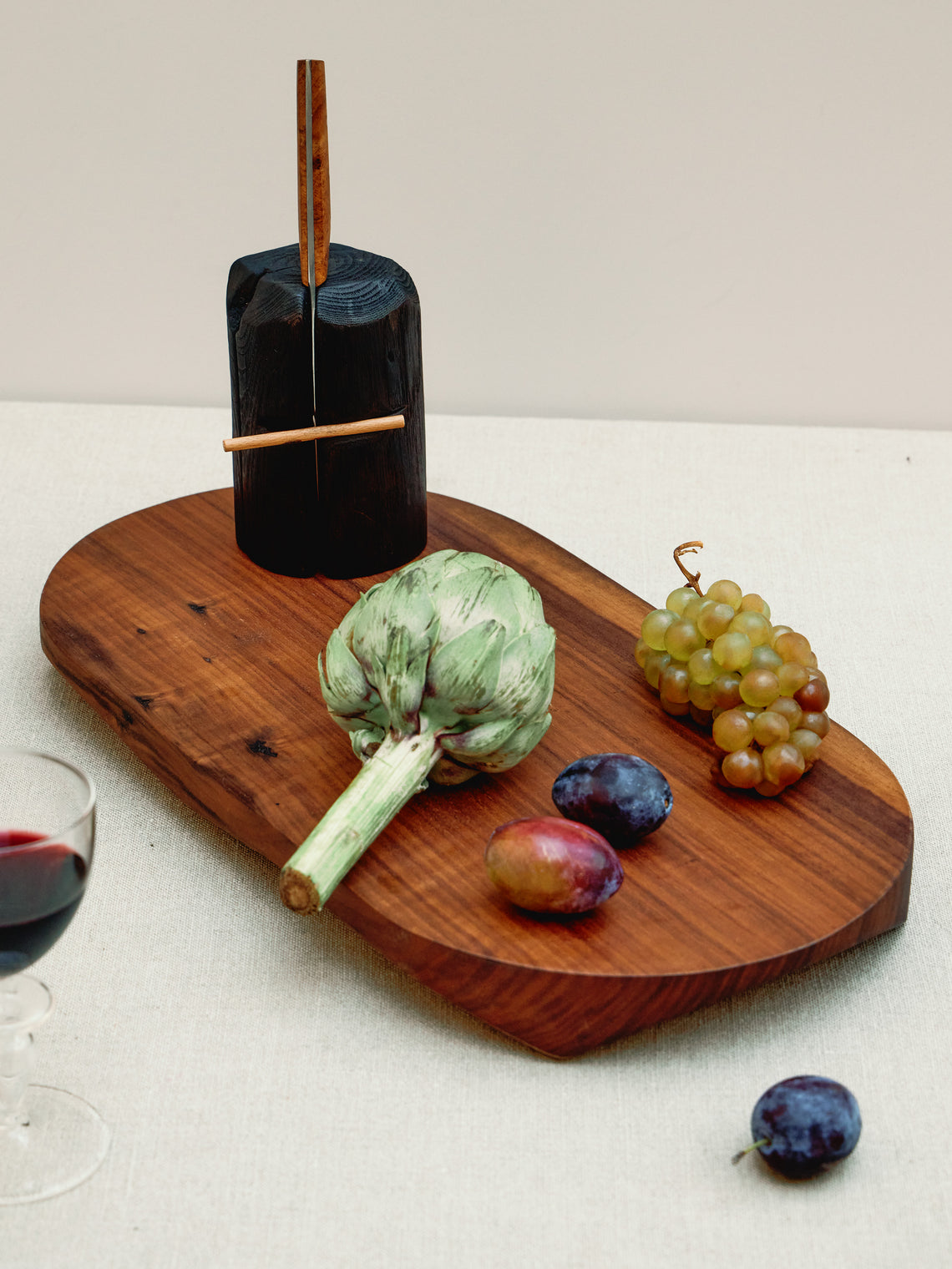 Riccardo Monte - Hand-Carved Walnut Bread Board and Knife Holder (Set of 2) -  - ABASK