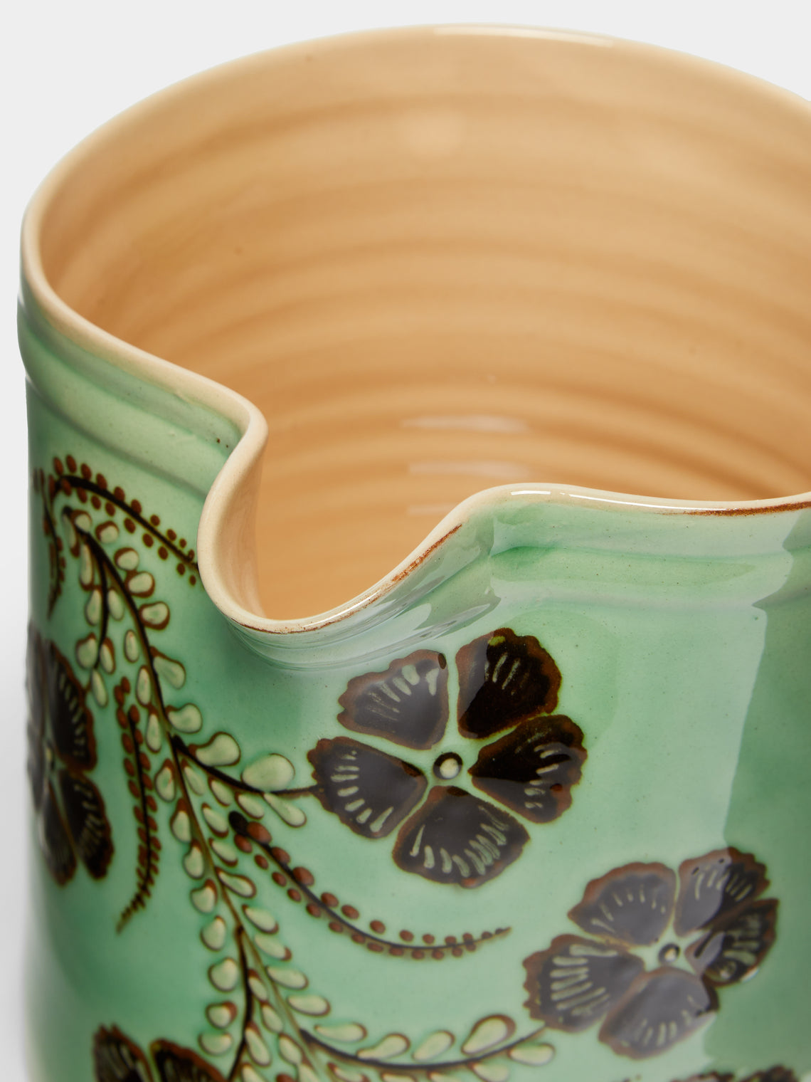 Poterie d’Évires - Flowers Hand-Painted Ceramic Straight-Edge Jug -  - ABASK